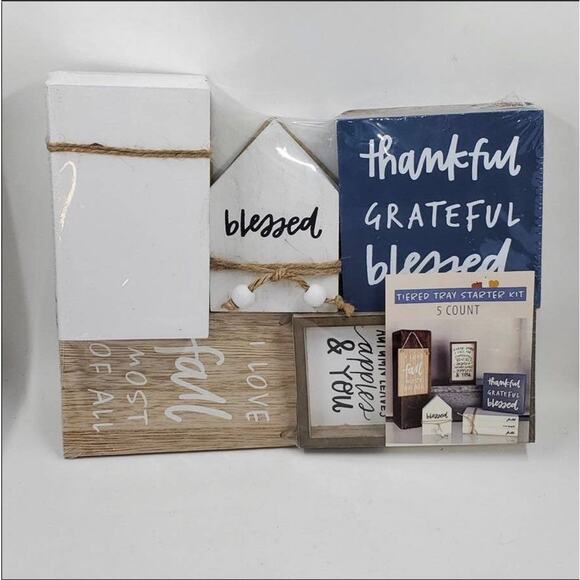 15 Pc Target Mini Tiered Tray Fall Signs Pink Pumpkins Truck Decor 3 Sets NEW - Picture 6 of 8